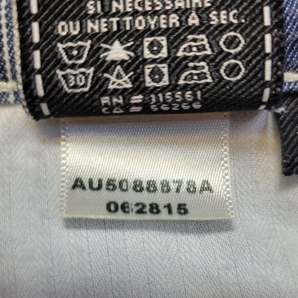 7FAM 7 For All Mankind Striped Blue Denim Jean Women's Shorts Frayed Cutoff - Picture 7 of 10